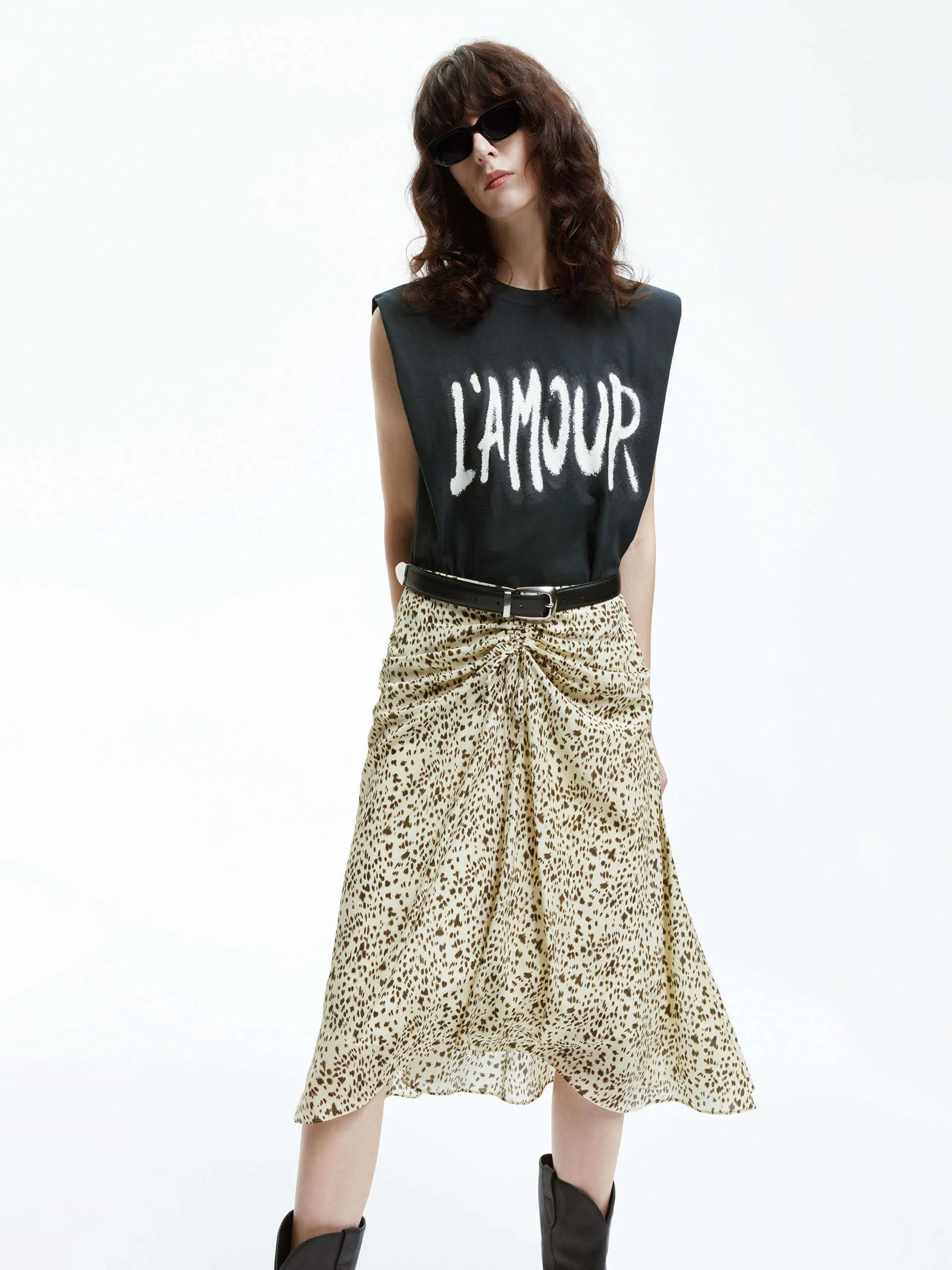 Leopard Print Silk Skirt