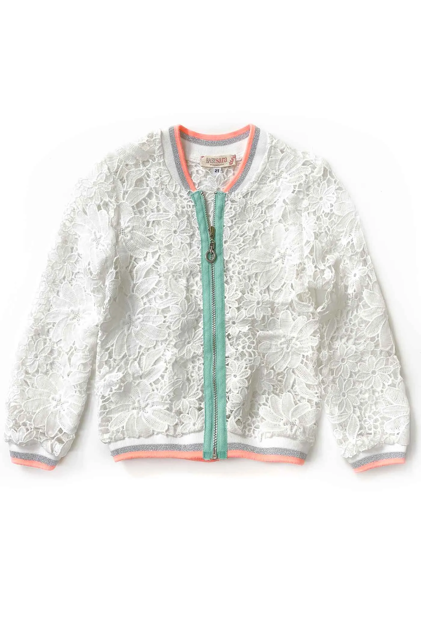 Little Girls Airy Lace Bomber Jacket