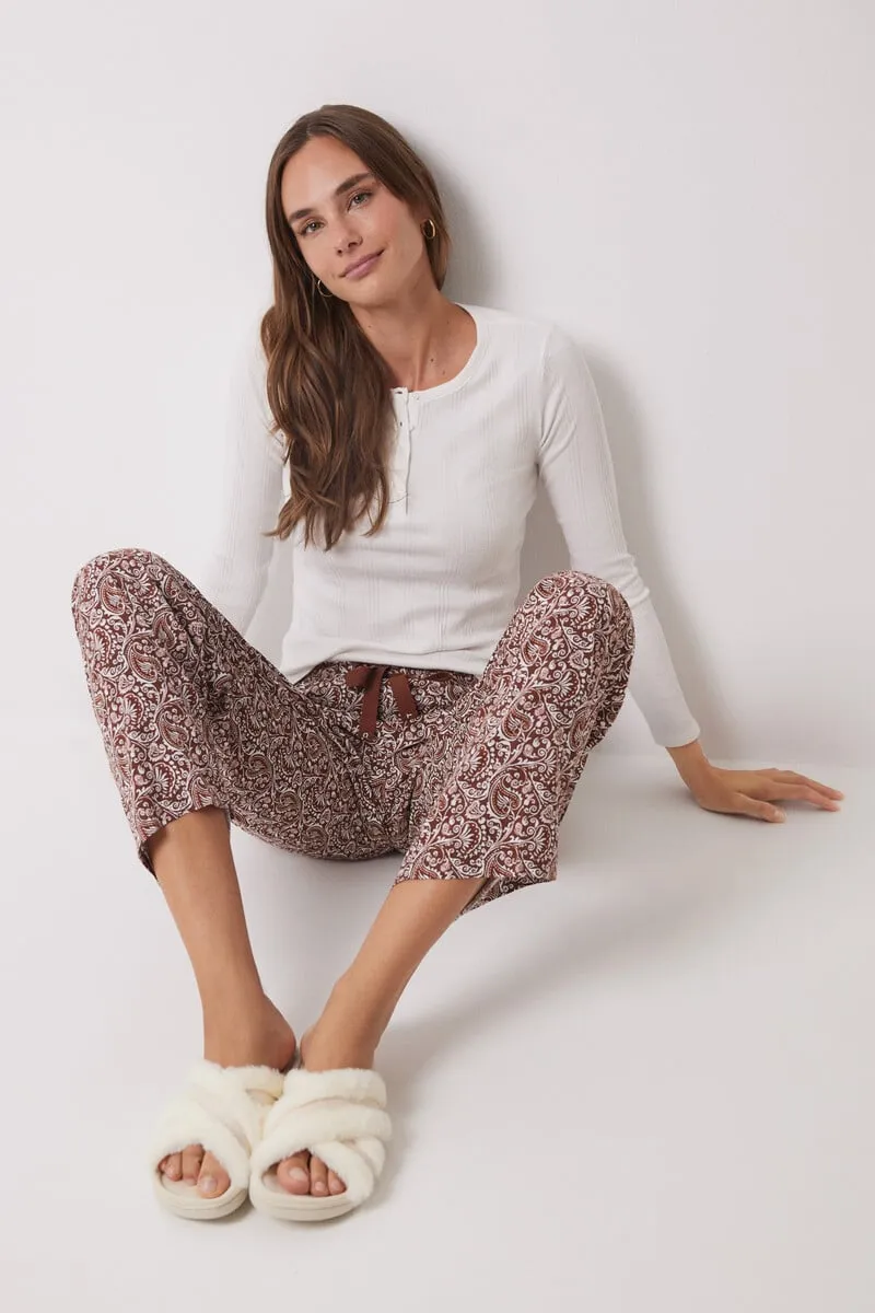 Long lounge trousers in paisley viscose