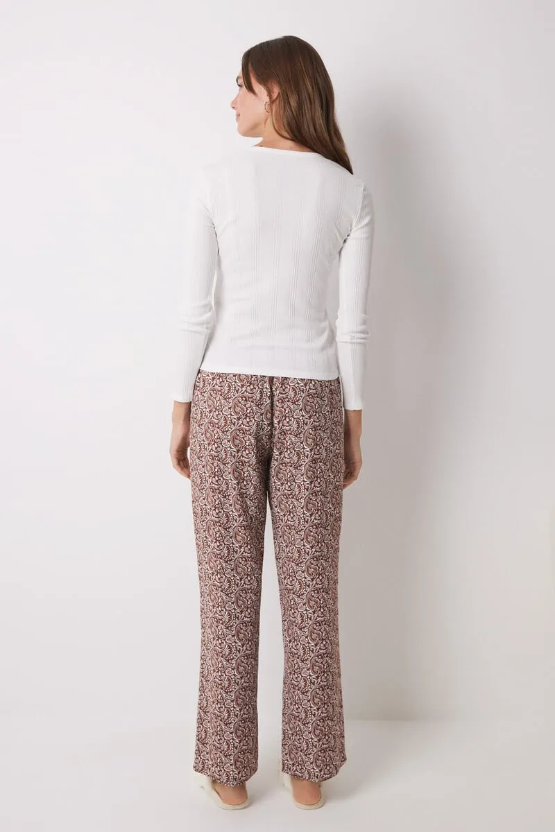 Long lounge trousers in paisley viscose