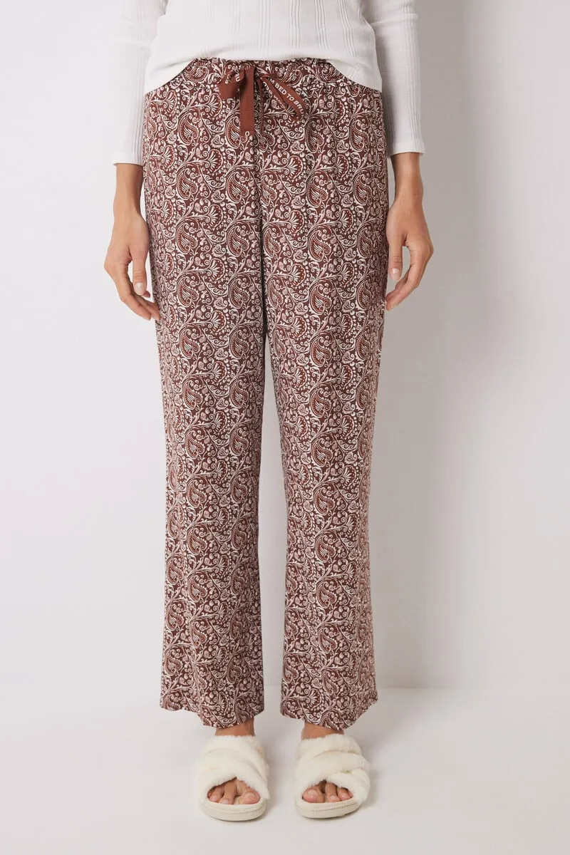 Long lounge trousers in paisley viscose