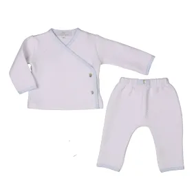 LUCAS | Boys White & Blue Cotton Gingham Wrap Set (2)