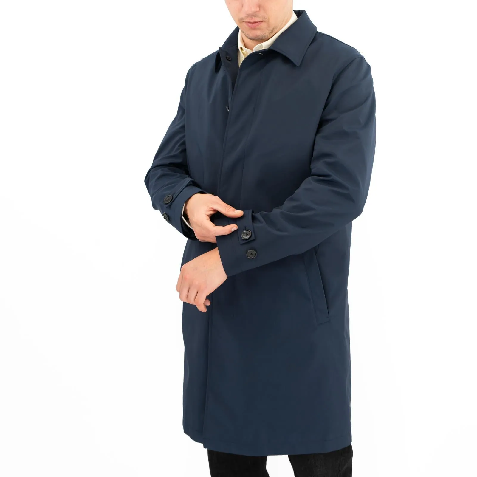 M&S Mens Mac Raincoat Padded Removable Linning Navy