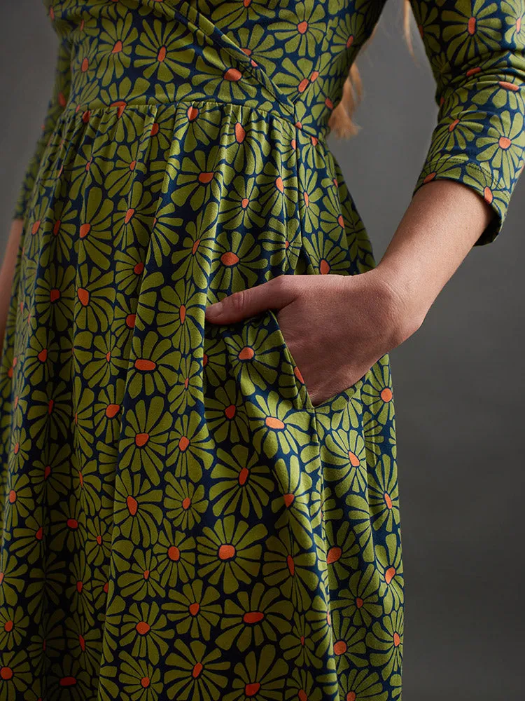 Mata Traders Callie Wrap Dress - Olive Floral