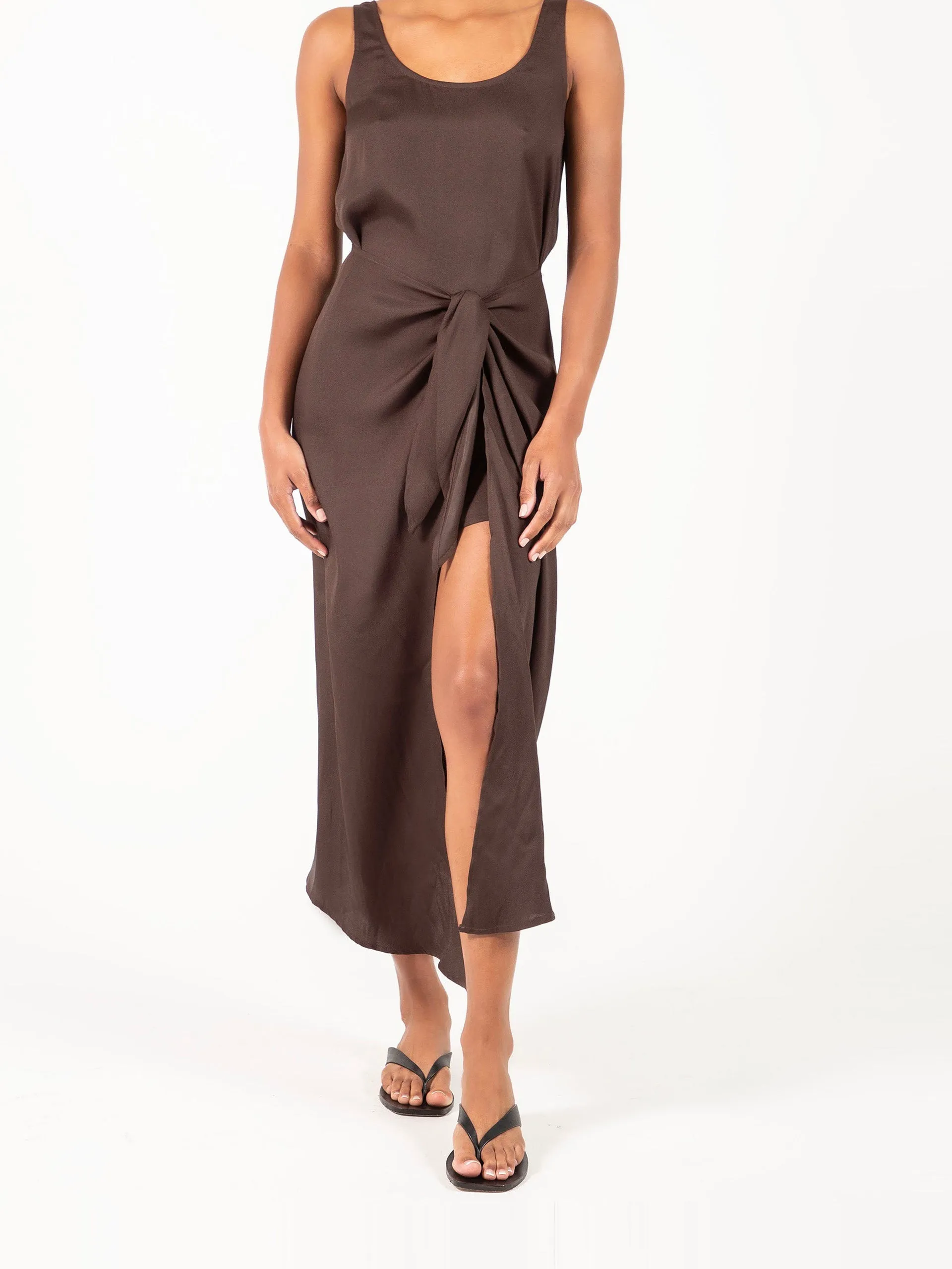 Matte Crepe D.K. midi wrap dress