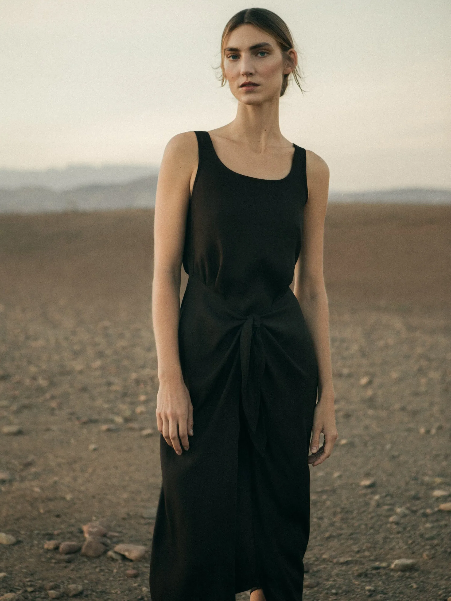 Matte Crepe D.K. midi wrap dress