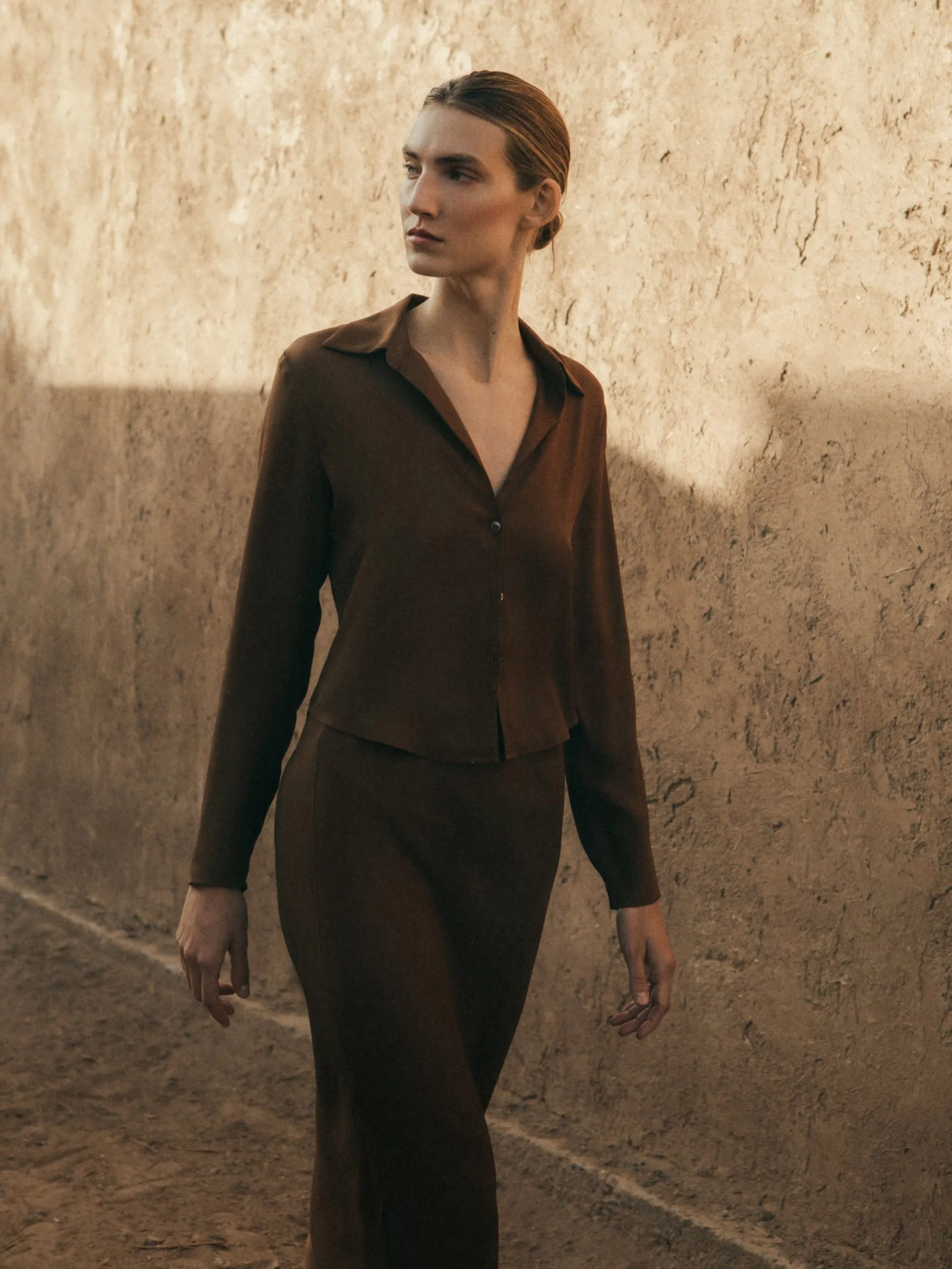 Matte Crepe Rey bias-cut skirt