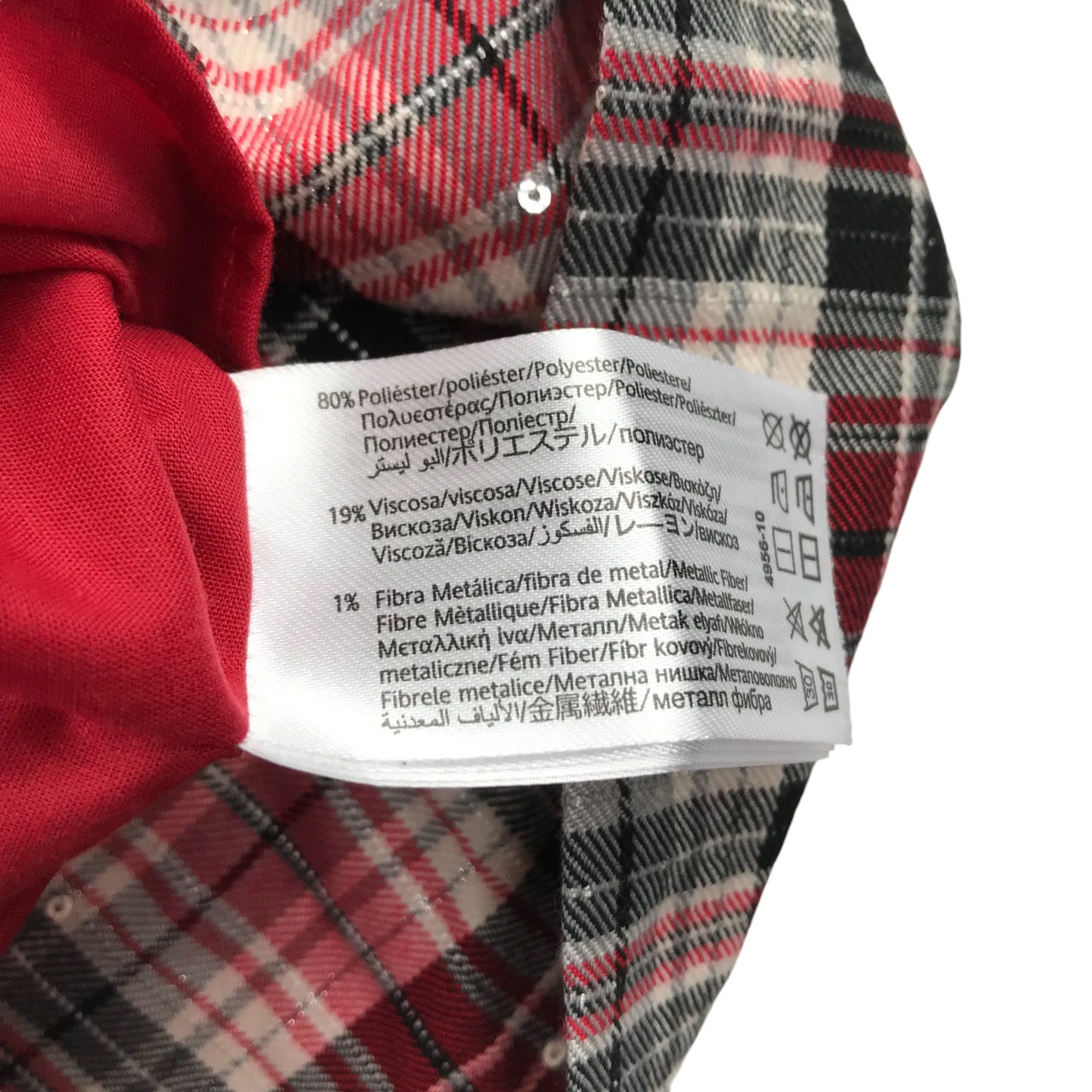 Mayoral dress 5-6 years red cap sleeve velvety top tartan checked skirt with sequins