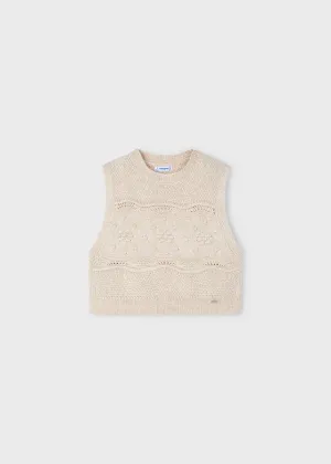 Mayoral Girls Cream Knit Vest