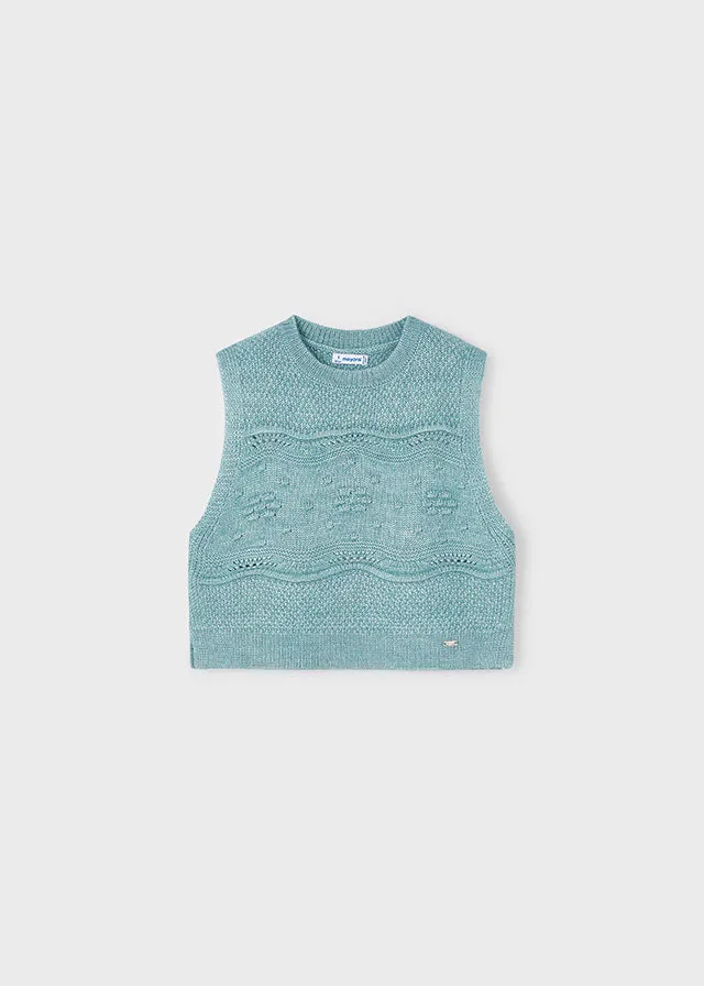 Mayoral Girls Teal Green Knit Vest