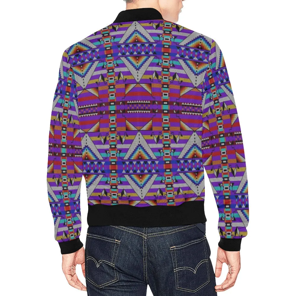 Medicine Blessing Purple All Over Print Bomber Jacket for Men