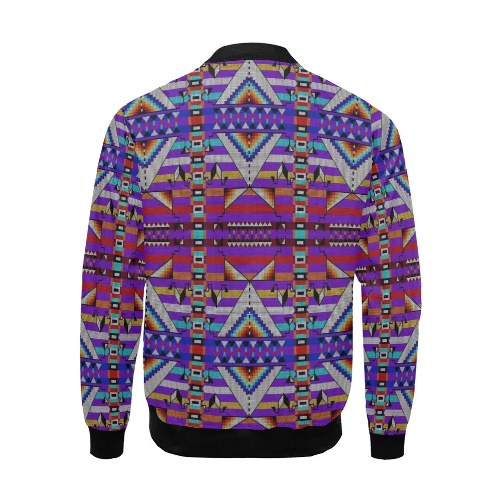 Medicine Blessing Purple All Over Print Bomber Jacket for Men