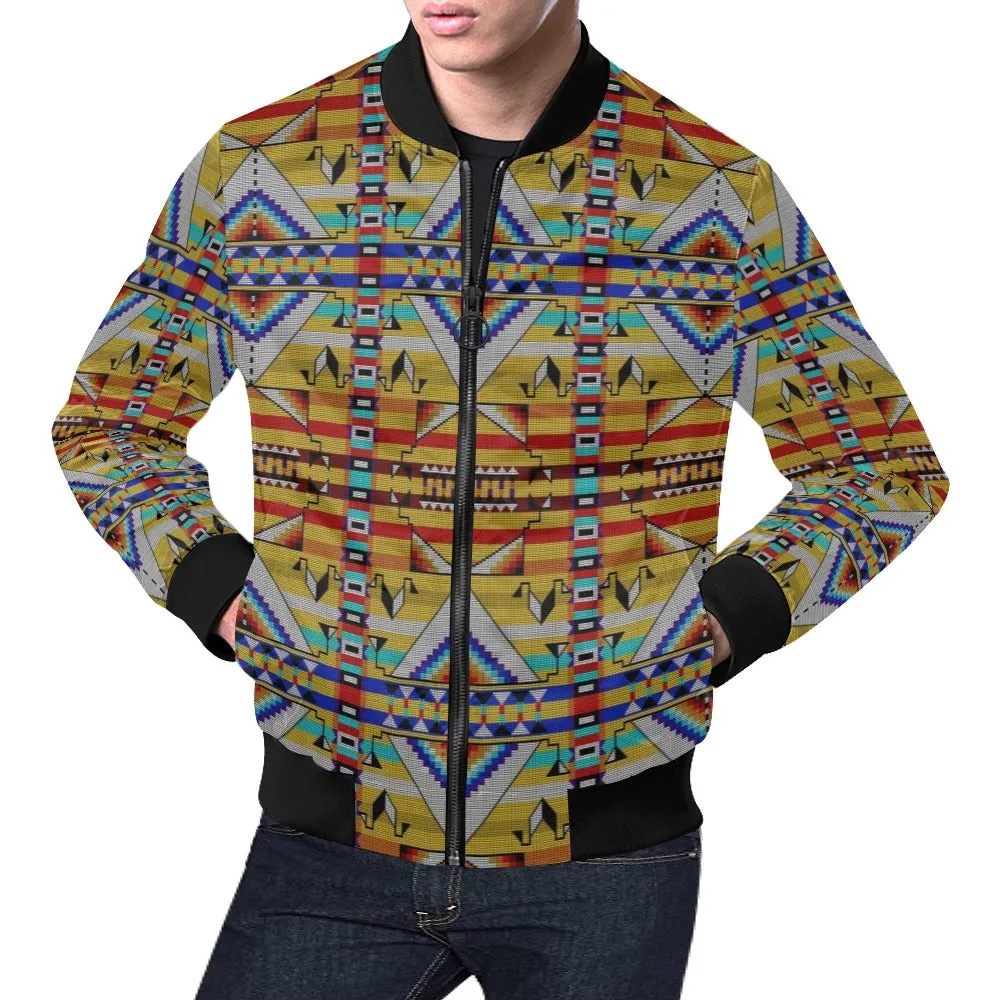 Medicine Blessing Yellow All Over Print Bomber Jacket for Men