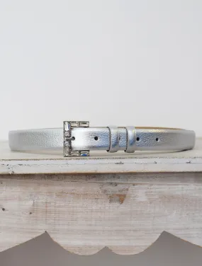 Medium Belt Leather Shimmer Silver