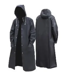 Men or Women Hooded Long Lightweight Black Raincoat 4 Sizes