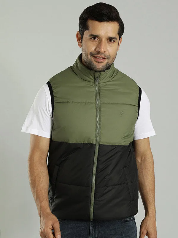 Men Solid Sleeveless Bomber Jacket