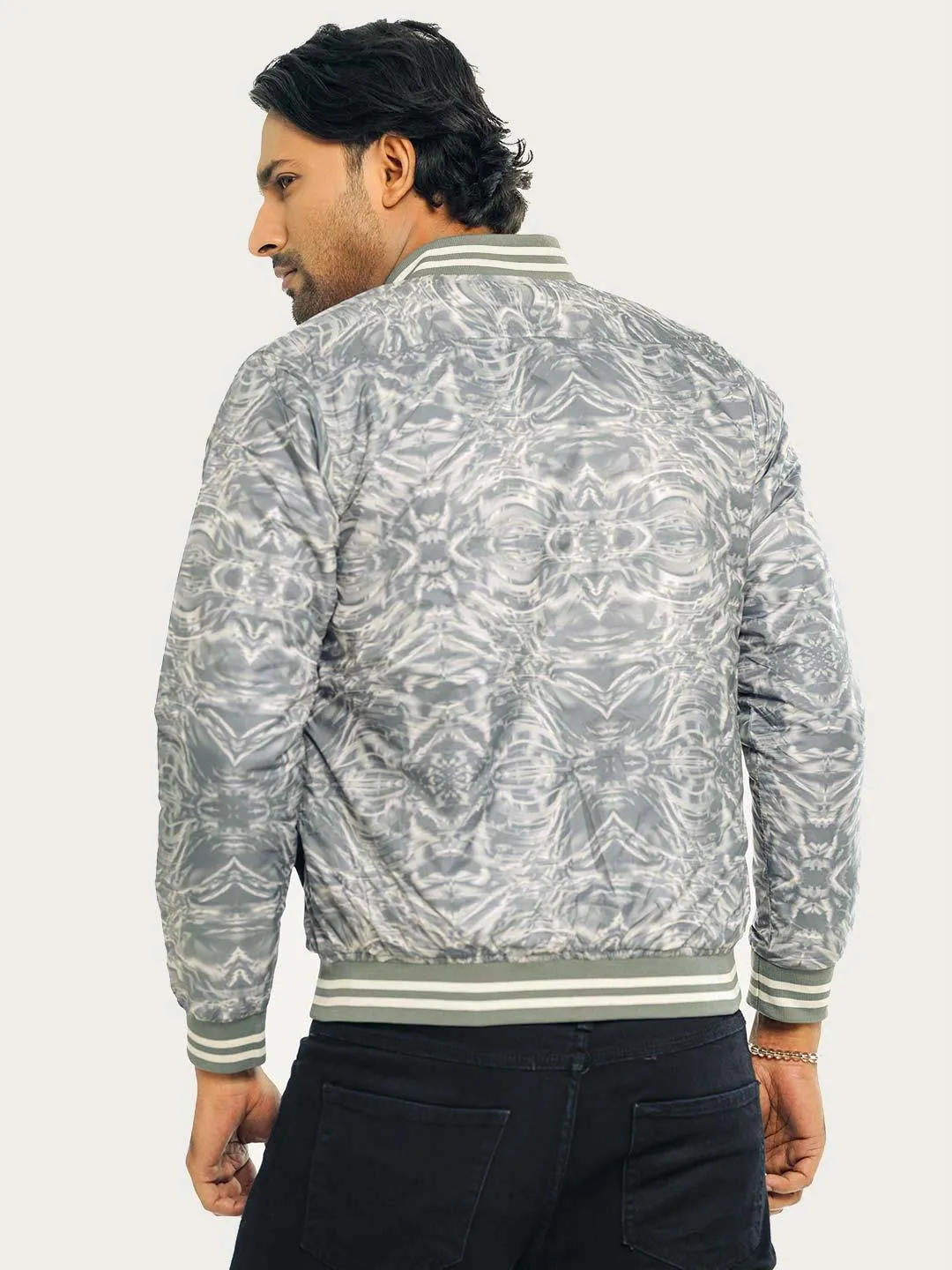 Men's Casual Bomber Jacket in Pastel Blue