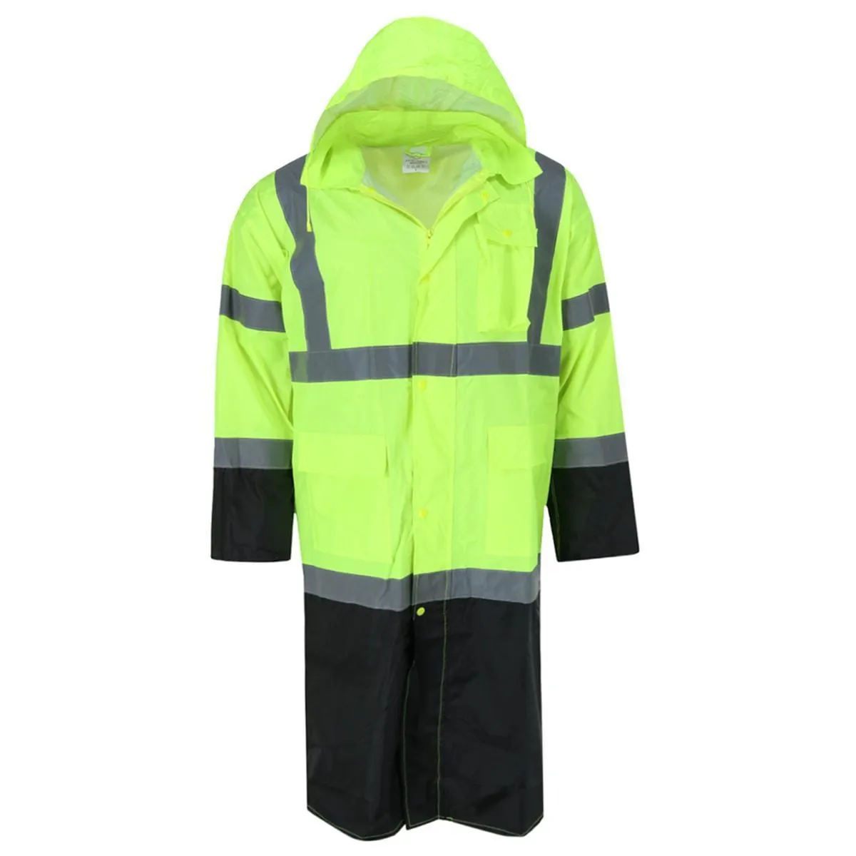 M.G.I. Adult High Visibility Long Raincoat with Foldable Hood