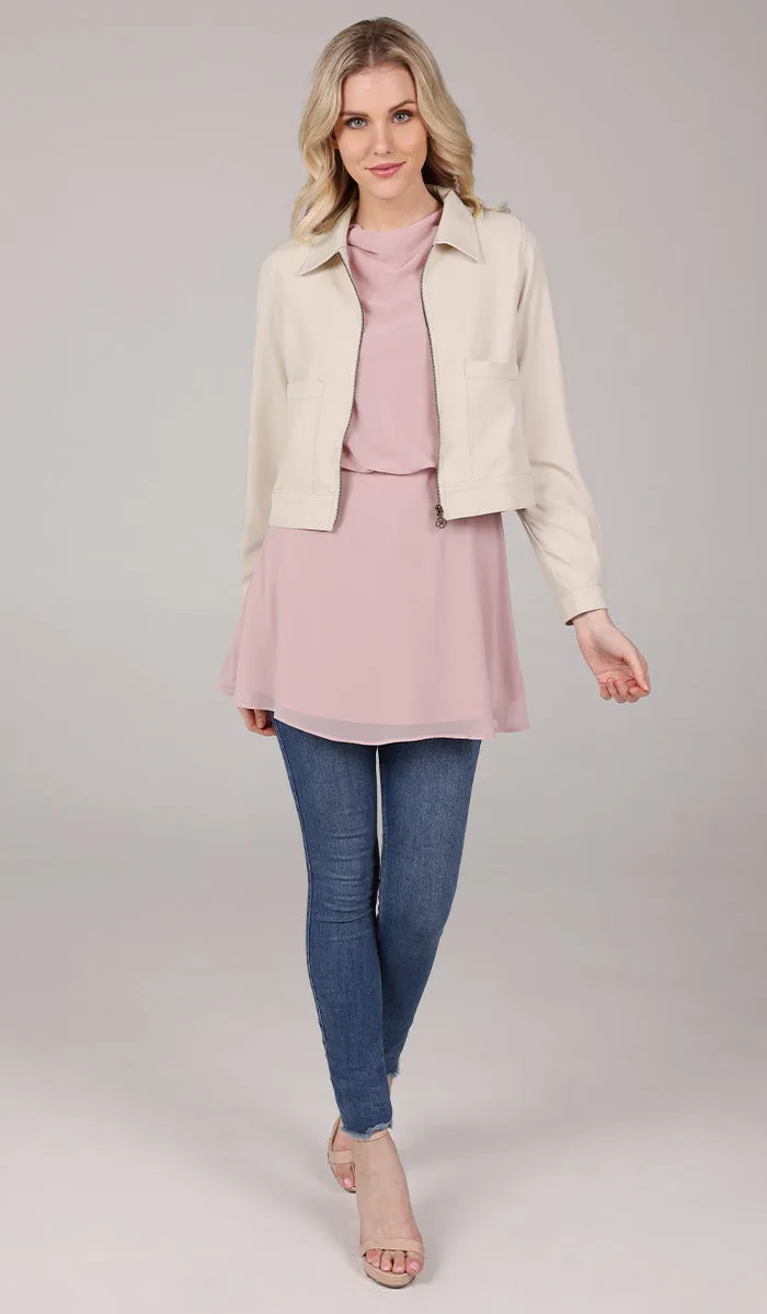 Mia Zipper Front Jacket - Blush