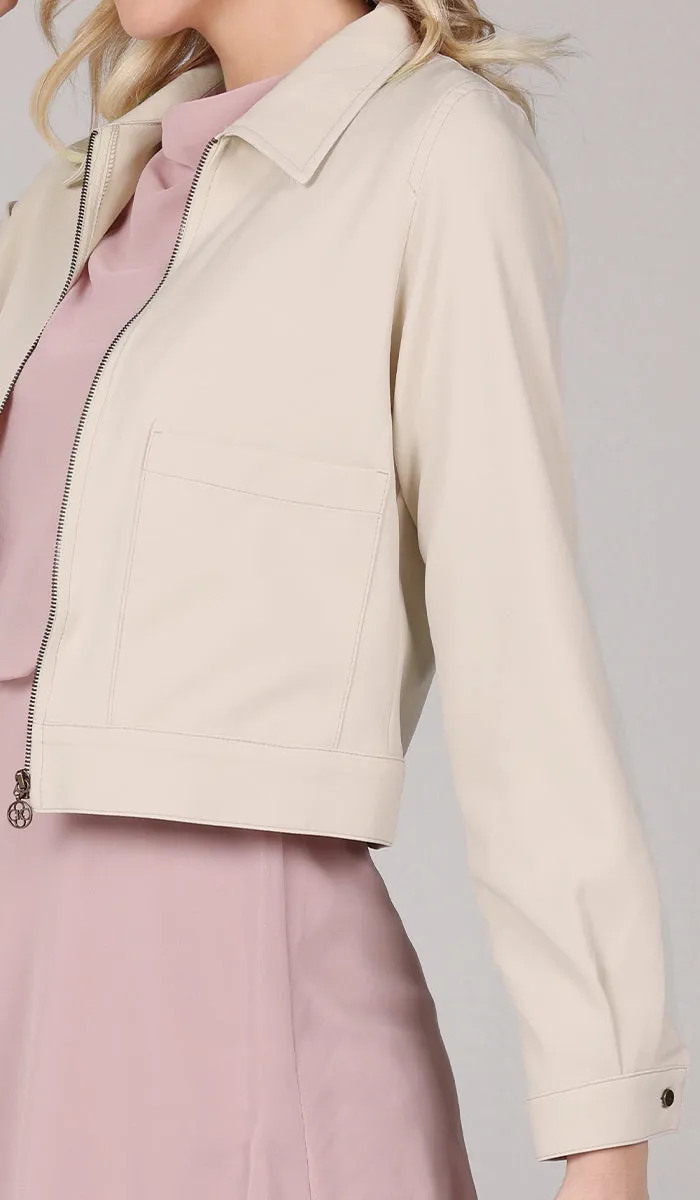 Mia Zipper Front Jacket - Blush