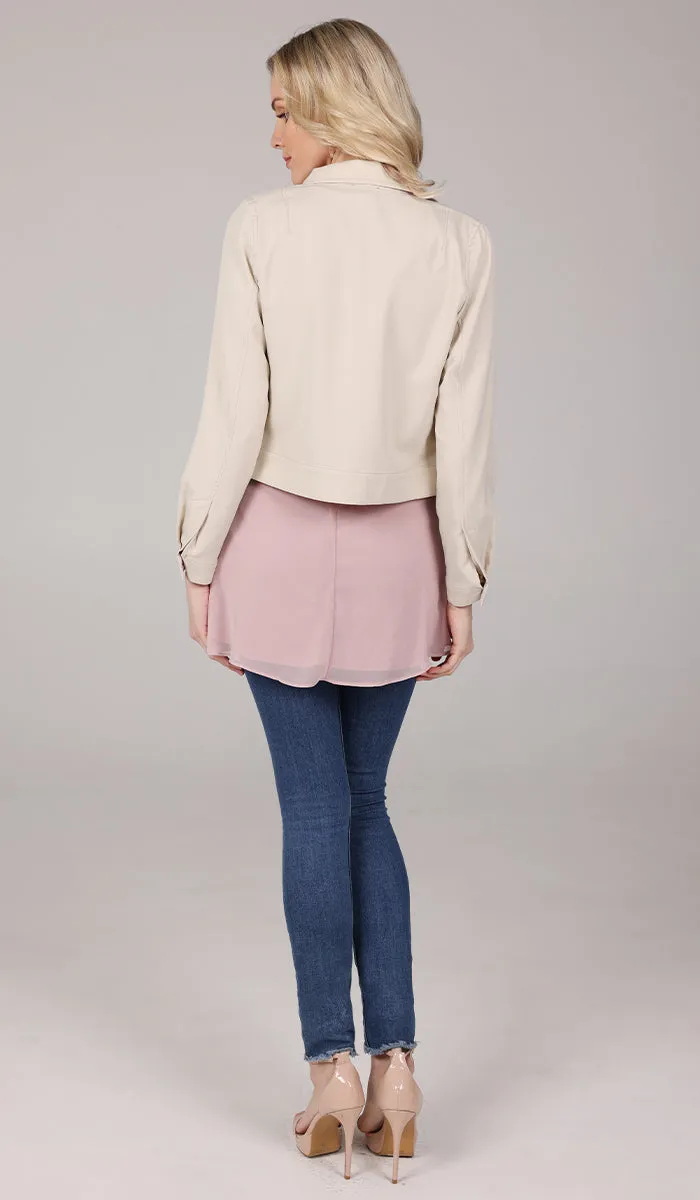 Mia Zipper Front Jacket - Blush