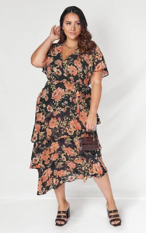 Mila Dress - Black Navy Floral