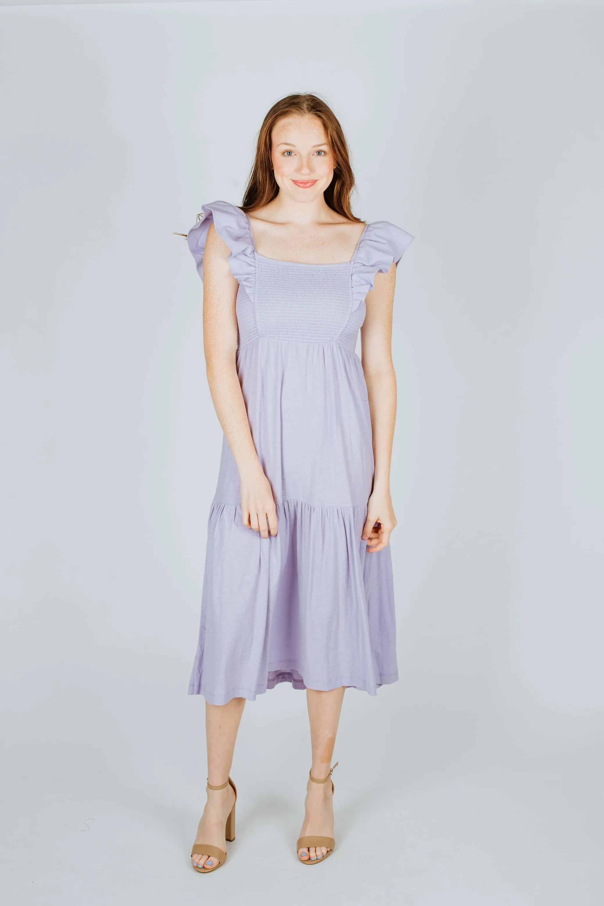 Nation LTD Gwen Tie Back Ruffle Tiered Midi Dress