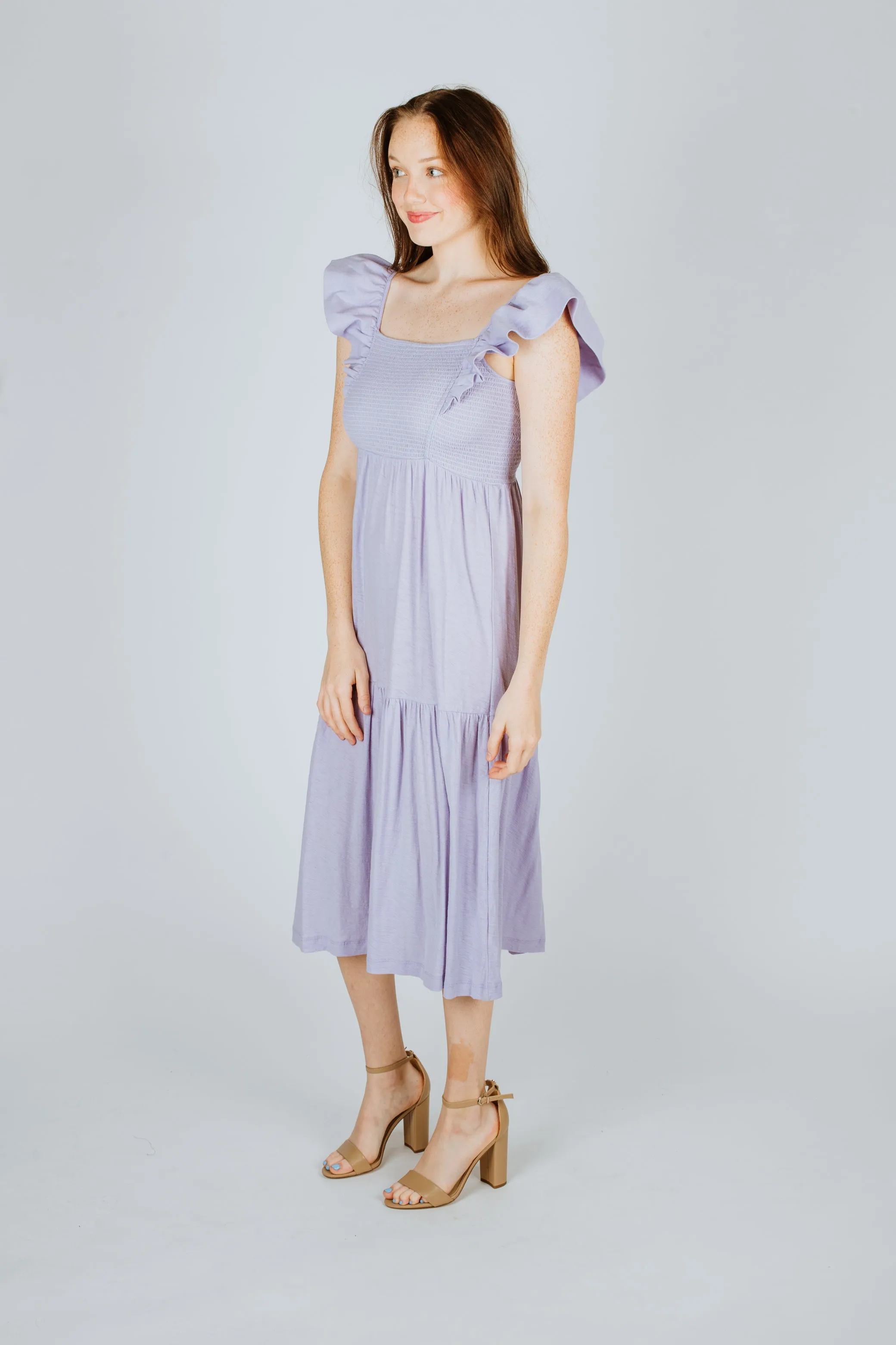 Nation LTD Gwen Tie Back Ruffle Tiered Midi Dress