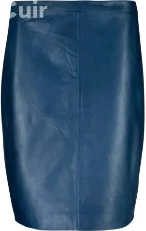 Navy Lamb Gloving Leather Skirt for Women | Elegant and Stylish