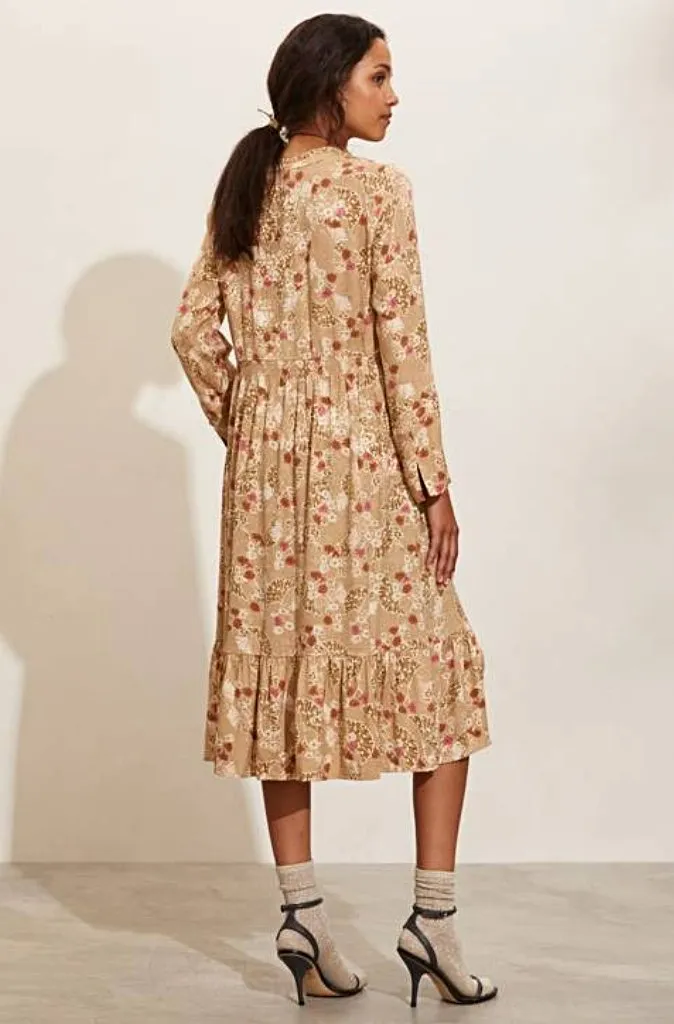 Odd Molly Tiffany Long Dress in Brown Marbel