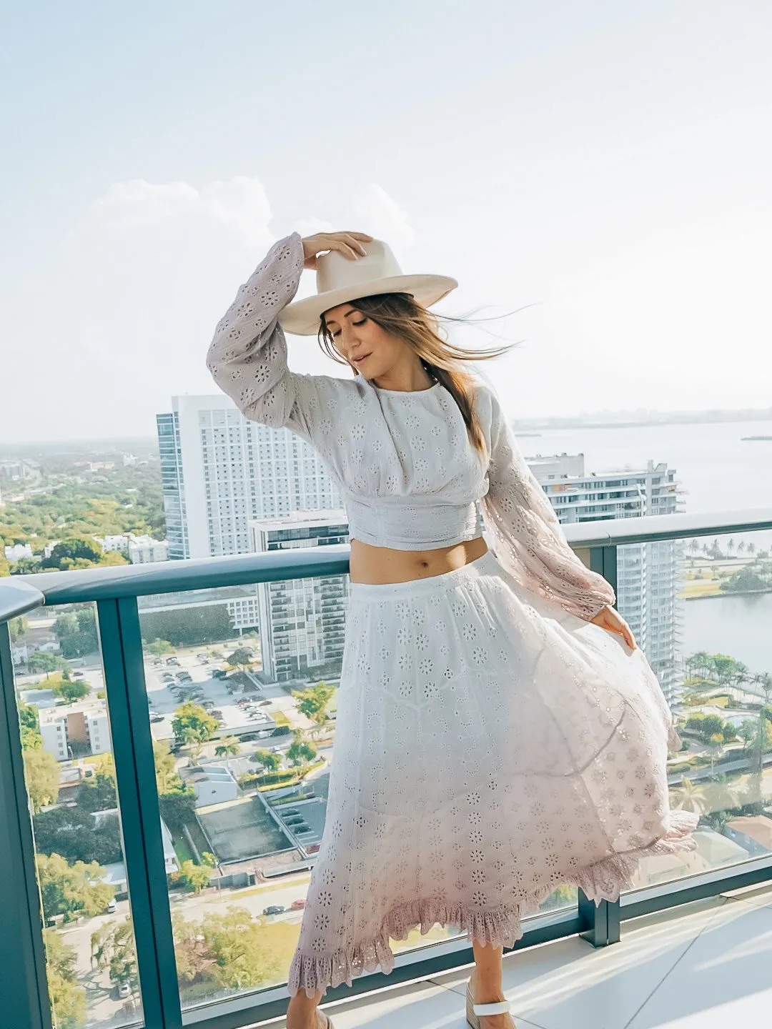 Ombre Eyelet Skirt in Pink