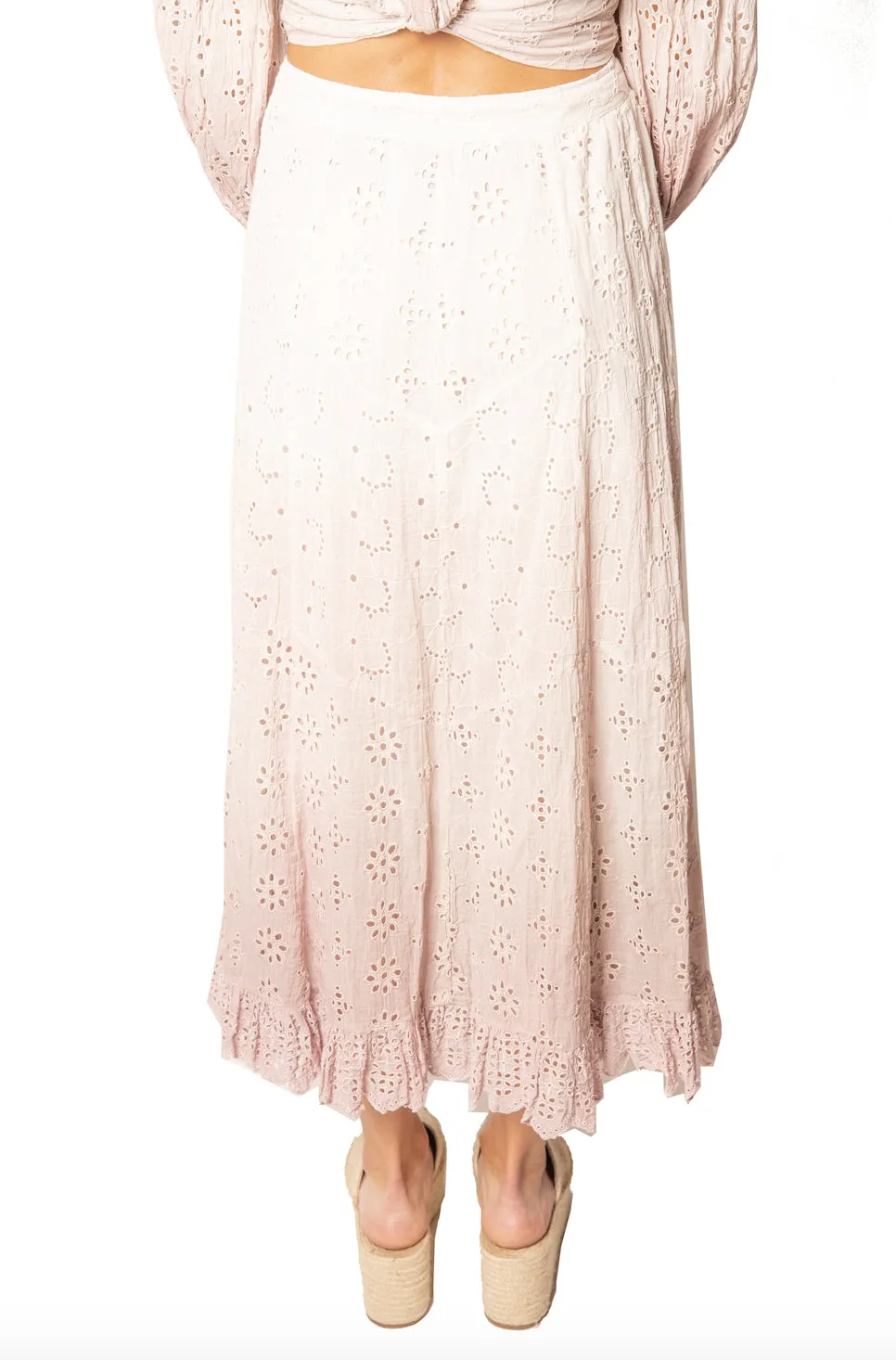 Ombre Eyelet Skirt in Pink