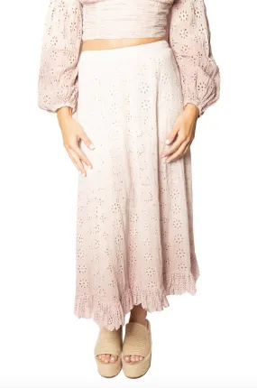 Ombre Eyelet Skirt in Pink