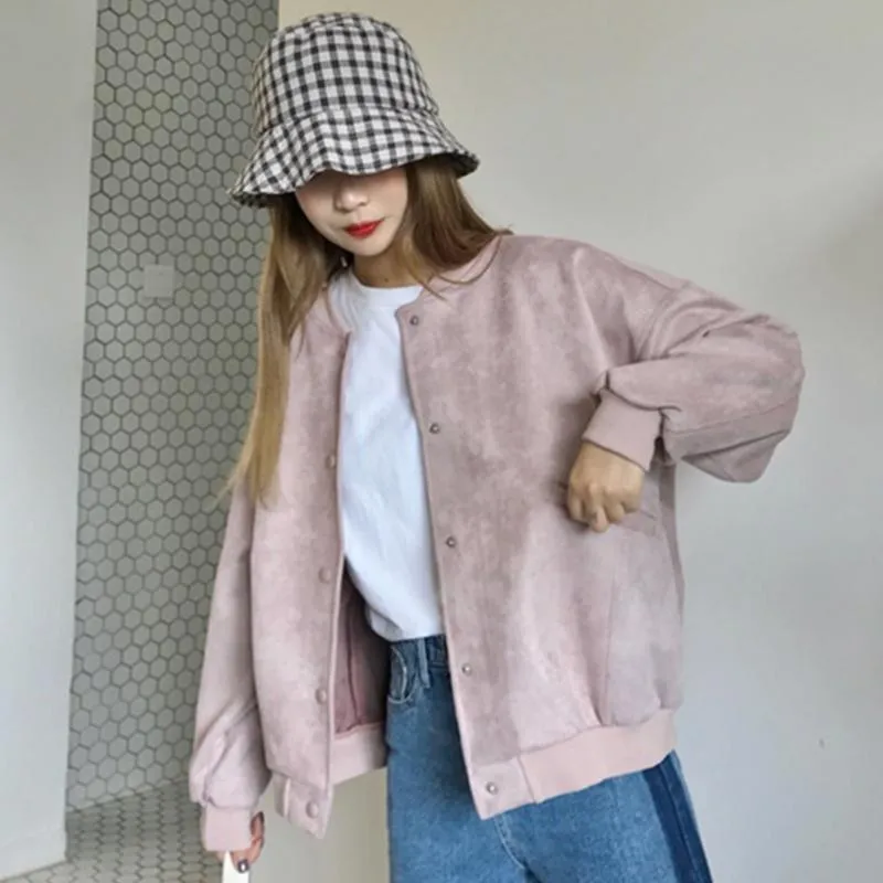 Pastel Colors Pink Cream Bomber Jacket