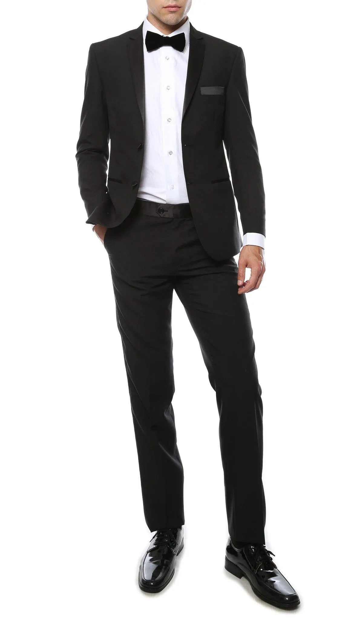 Paul Lorenzo MMTUX Black Slim Fit 2pc Tuxedo