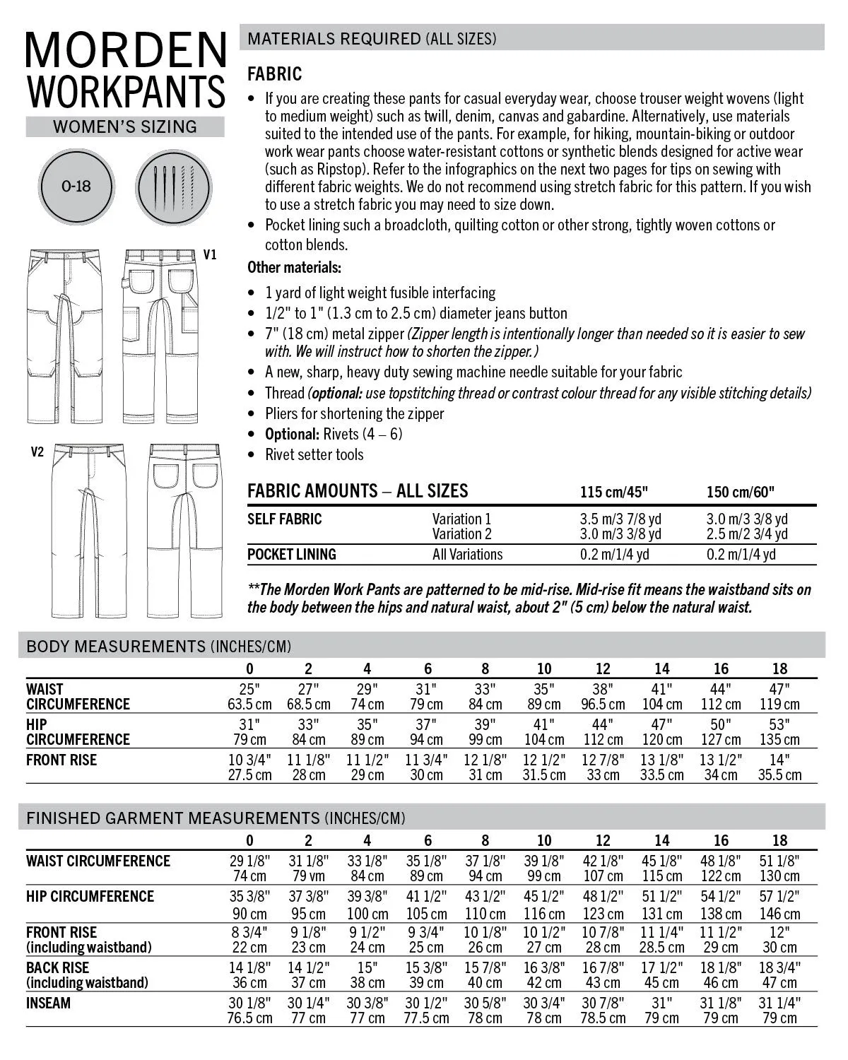 PDF Pattern - Morden Work Pants | Thread Theory