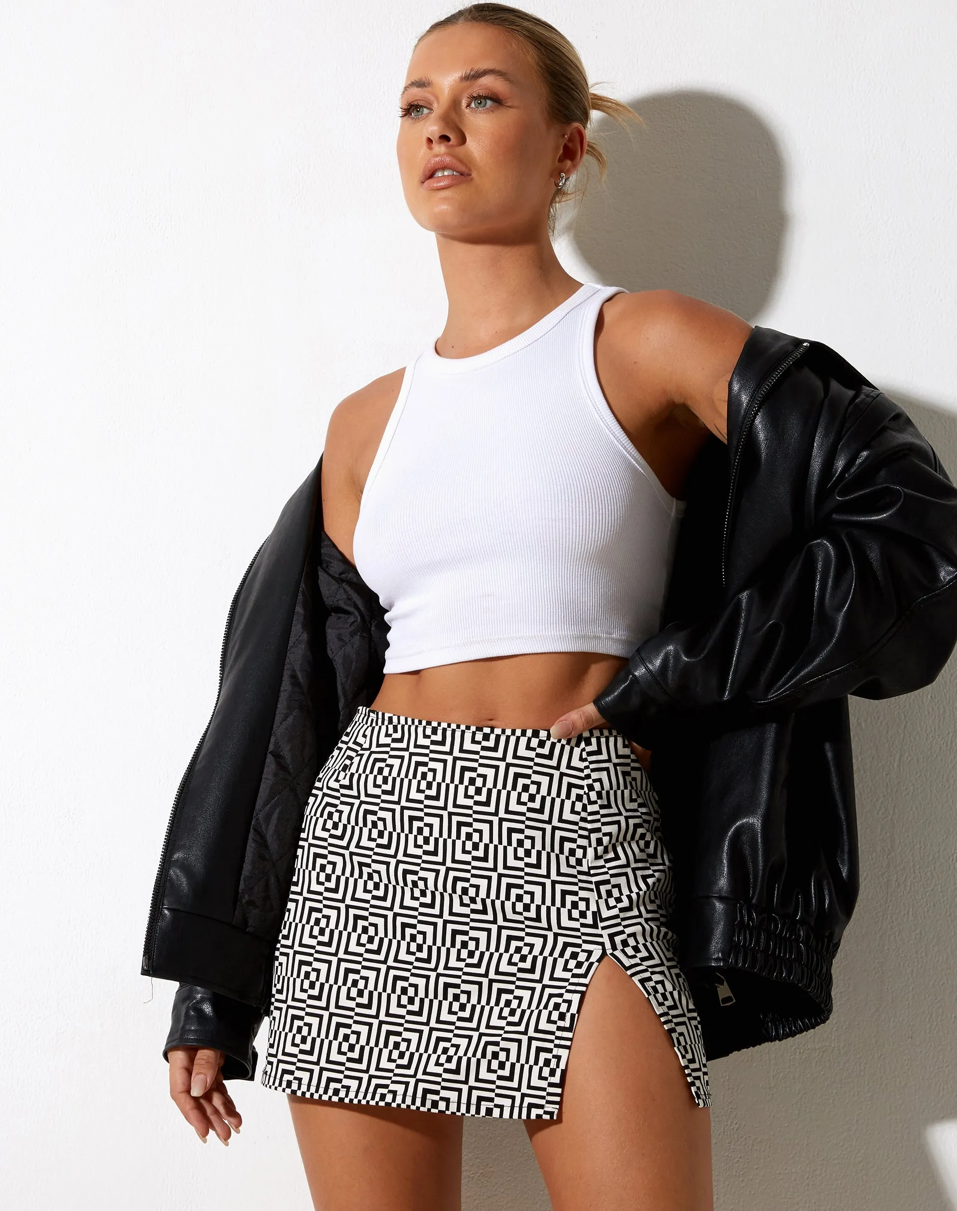 Pelma Skirt in Optic Square Black and White