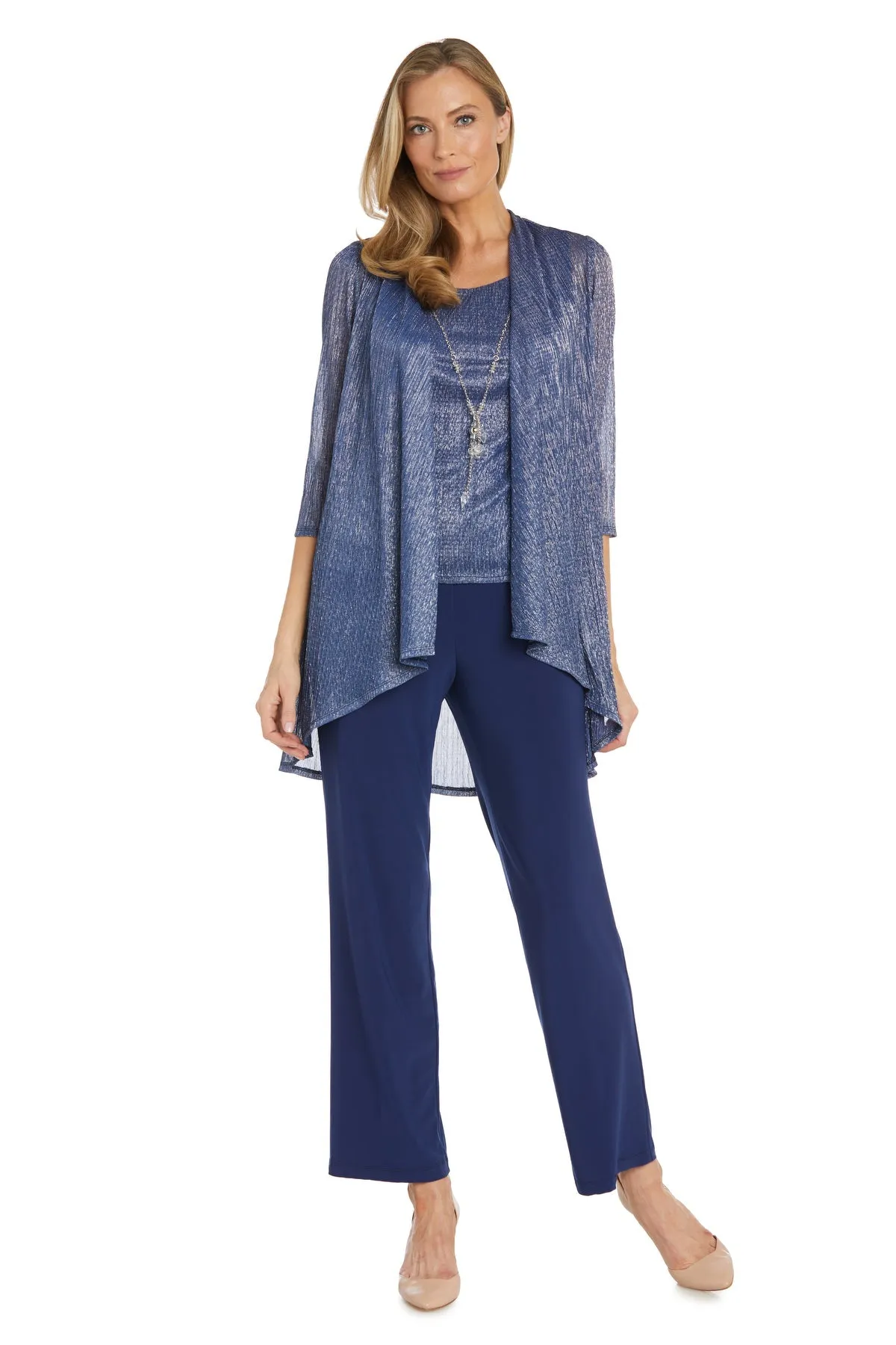 Petite Women's Crinkle Duster Pant Set - Mother of the Bride Pant suit