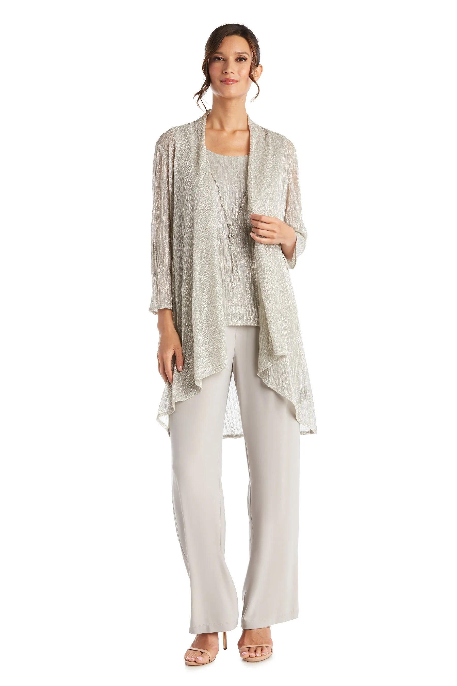 Petite Women's Crinkle Duster Pant Set - Mother of the Bride Pant suit