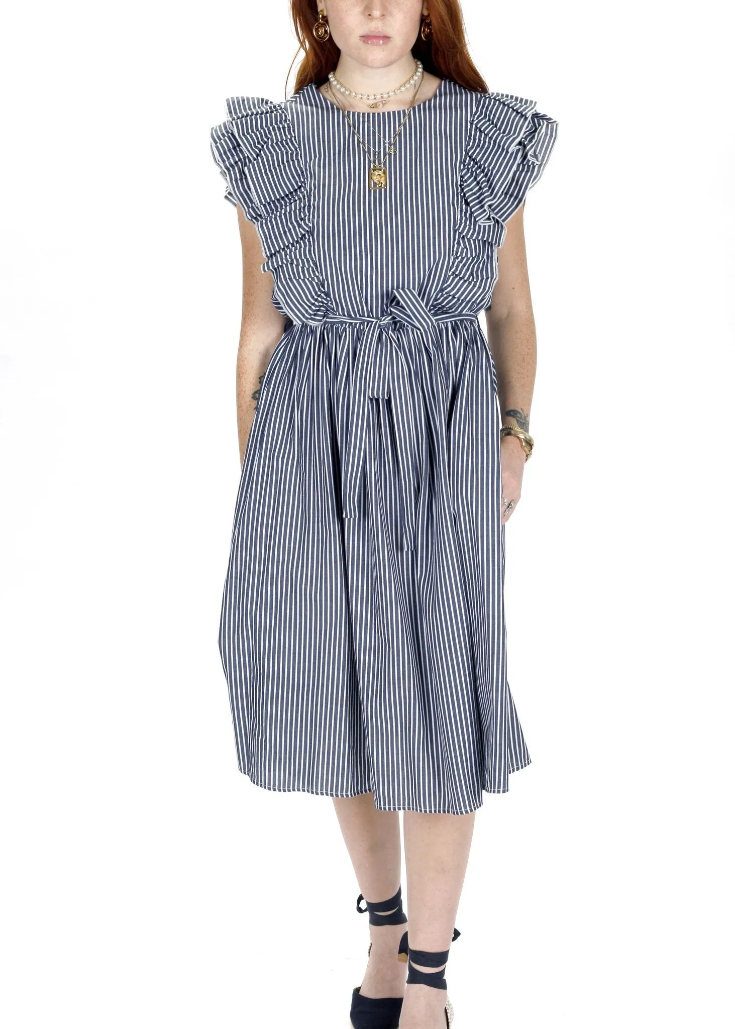 Pfaff Dress In Fun Boy Three Navy Stripe