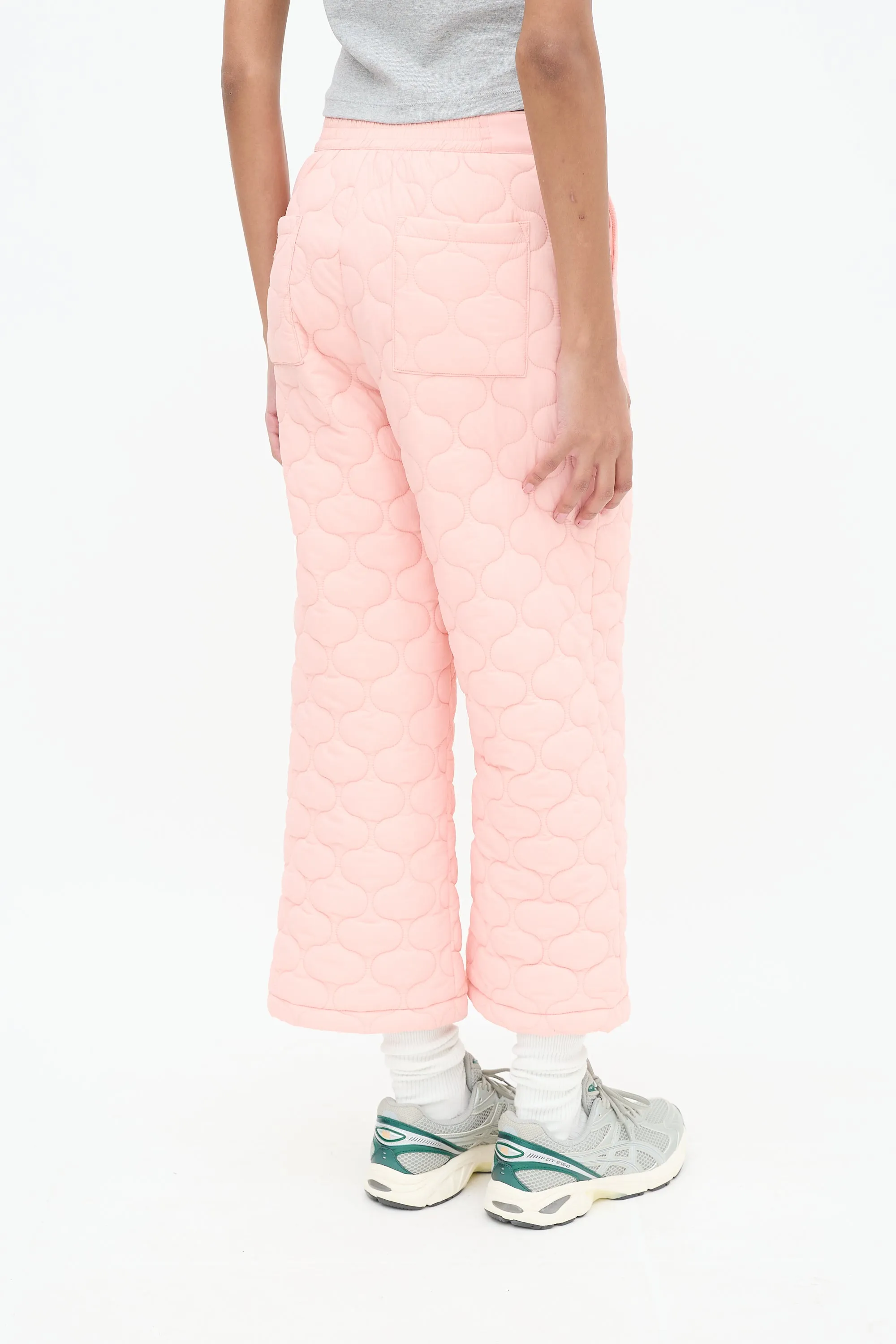 Pink Quilted Nylon Cropped Trouser