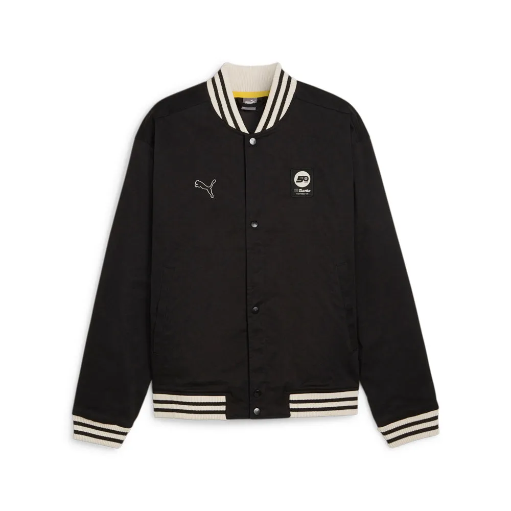 Pl Statement Cotton Crew Neck Button Down Bomber Jacket