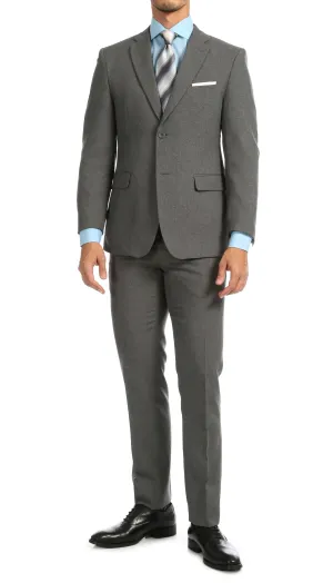 PL1969 Mens Heather Grey Slim Fit 2pc Suit Paul Lorenzo.