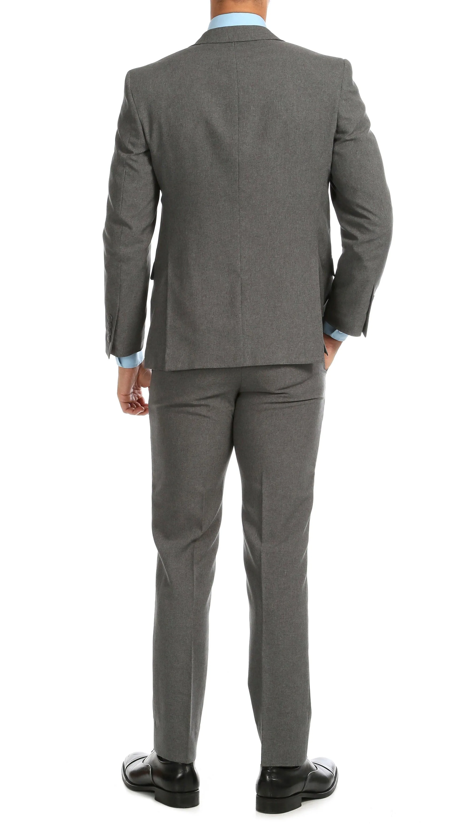 PL1969 Mens Heather Grey Slim Fit 2pc Suit Paul Lorenzo.