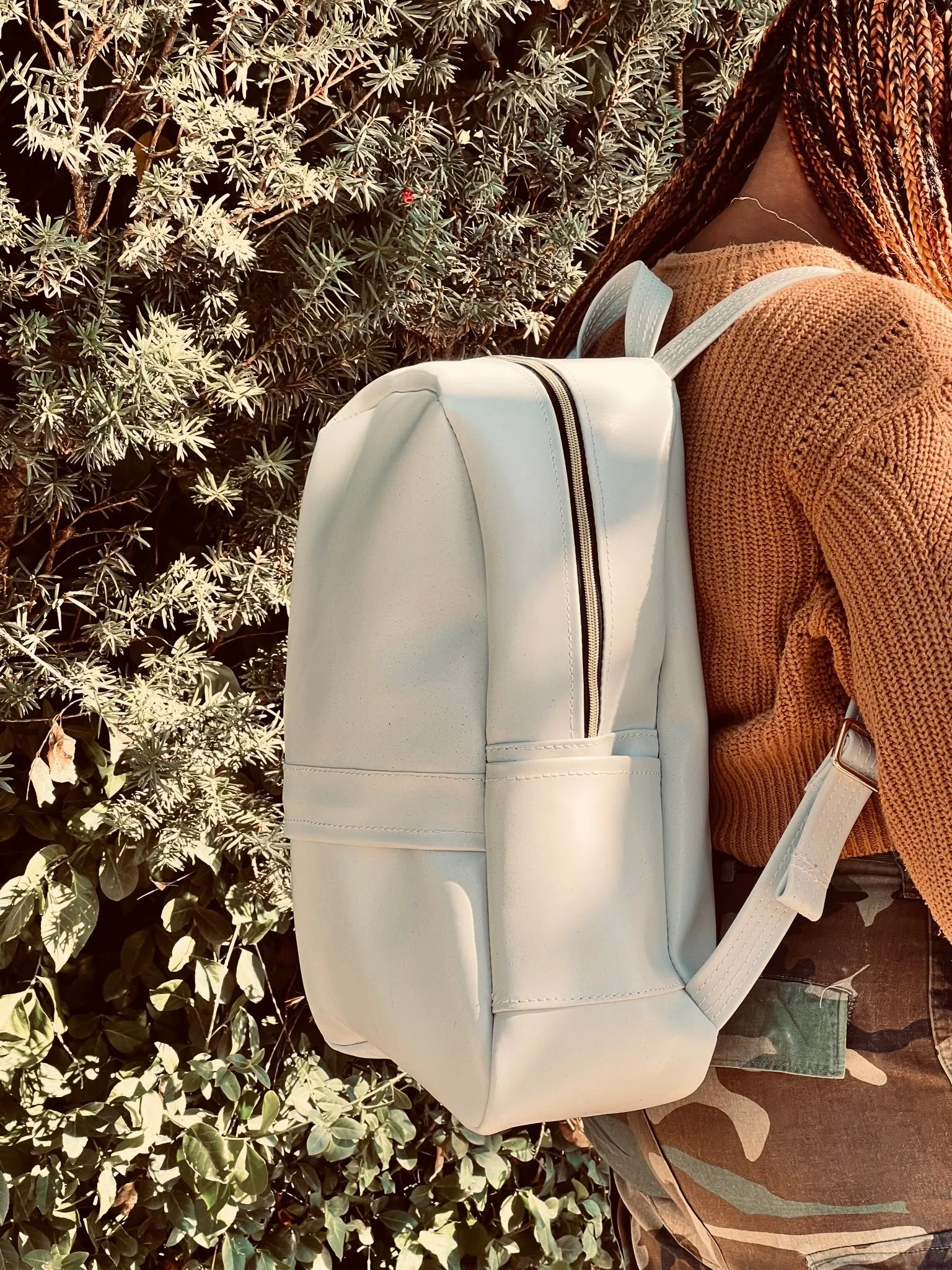 Plastic-Free Plant Leather Backpack in Fog