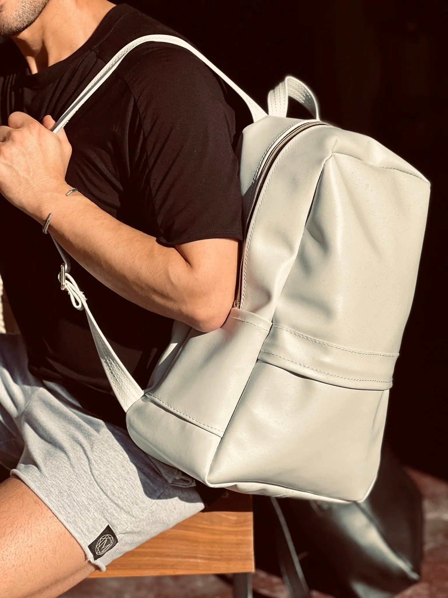 Plastic-Free Plant Leather Backpack in Fog