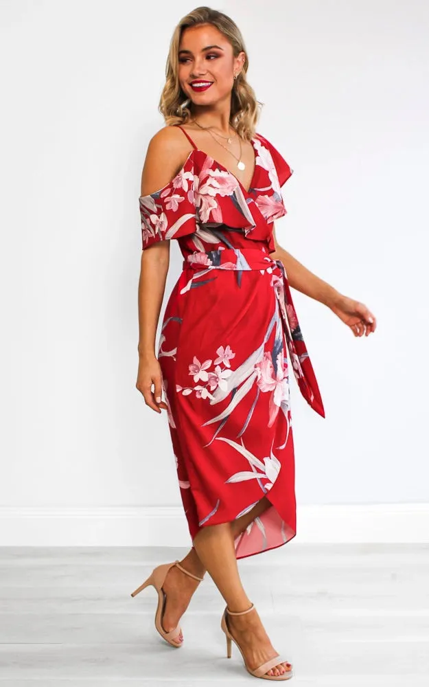 Portia Midi Dress - Red Floral