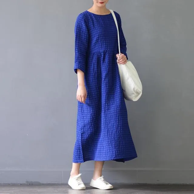 Prairie Chic Cotton Linen Midi Dress