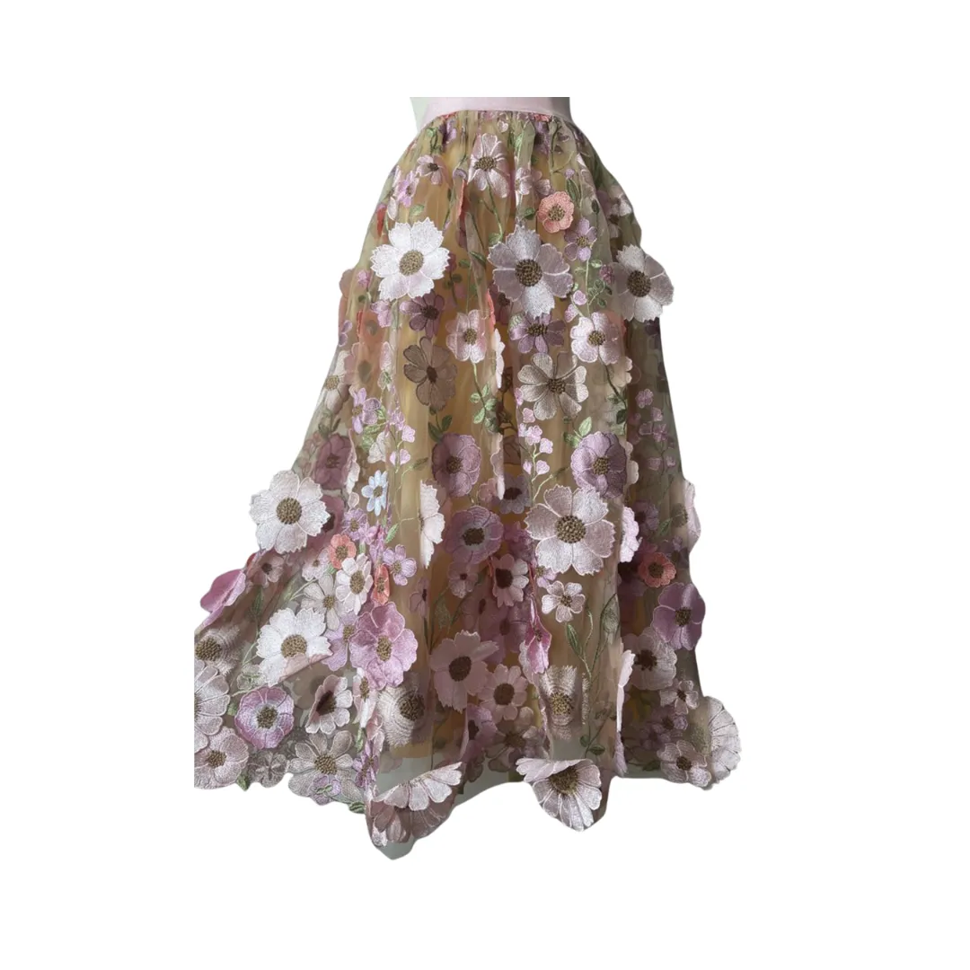 Pre Order:  3D Embroidered Flowers Fairy Skirt