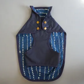 Rain Jacket: Navy/Indigo Block Printed with Running Spots